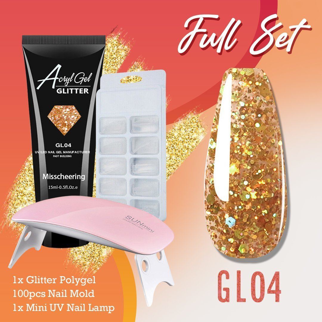 Glitter PolyGel Nail Extension Kit Set